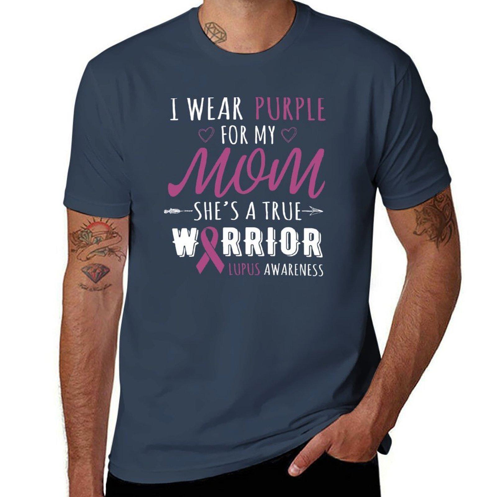 I wear purple for my mom true Lupus warrior TShirt Classic Graphic Short Sleeve Top S