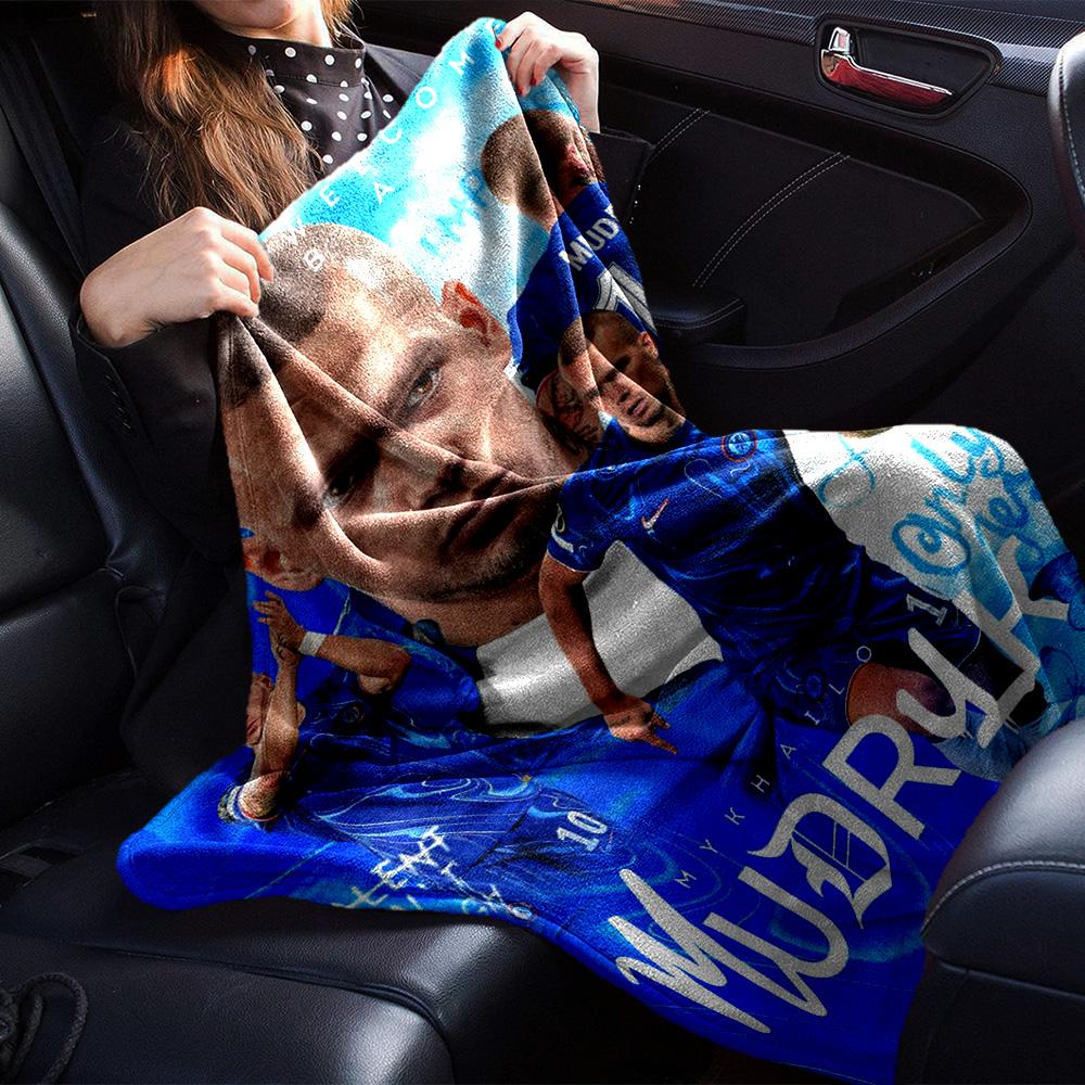 Mudryk Chelsea Football Star Print Fleece Blanket Soft Warm Throw Blanket Sofa Couch Bed Home Decor For Soccer Fans