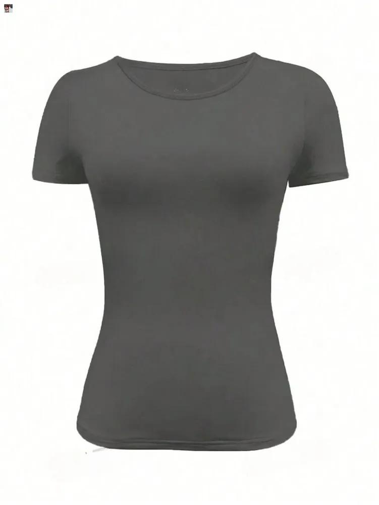 Cropped Slim-fit Round Neck Short-sleeved T-shirt