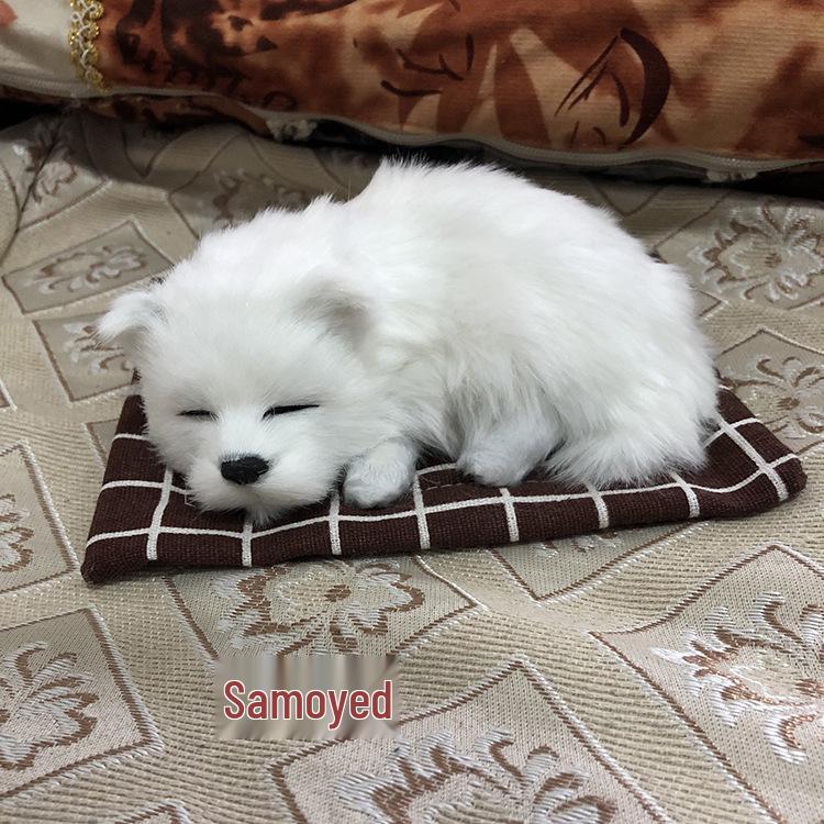 

Реалистичная игрушка спящая собака - очаровательная имитация лая тканевая подкладка в подарок Samoyed, sleeping dog, cloth mat