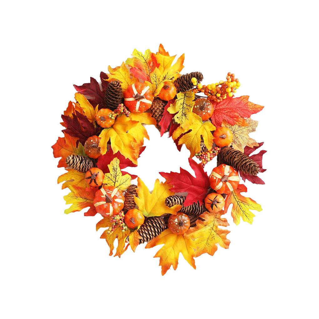 

Artificial Autumn Wreath Indoor Outdoor Garlands Pendants Maple Leaf Wall Window Front Door Garland Fallen Leaves Wreathes