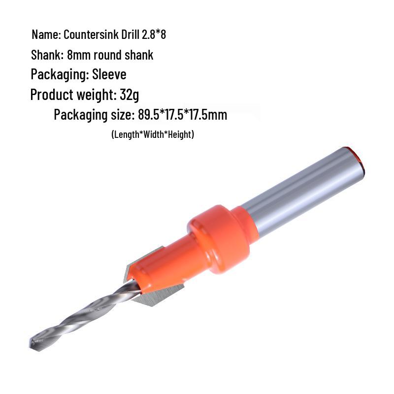 8-Piece Woodworking Countersink Drill Set - Self-Tapping, Concealed Installation, Alloy Step & Tapered Drill Bits
