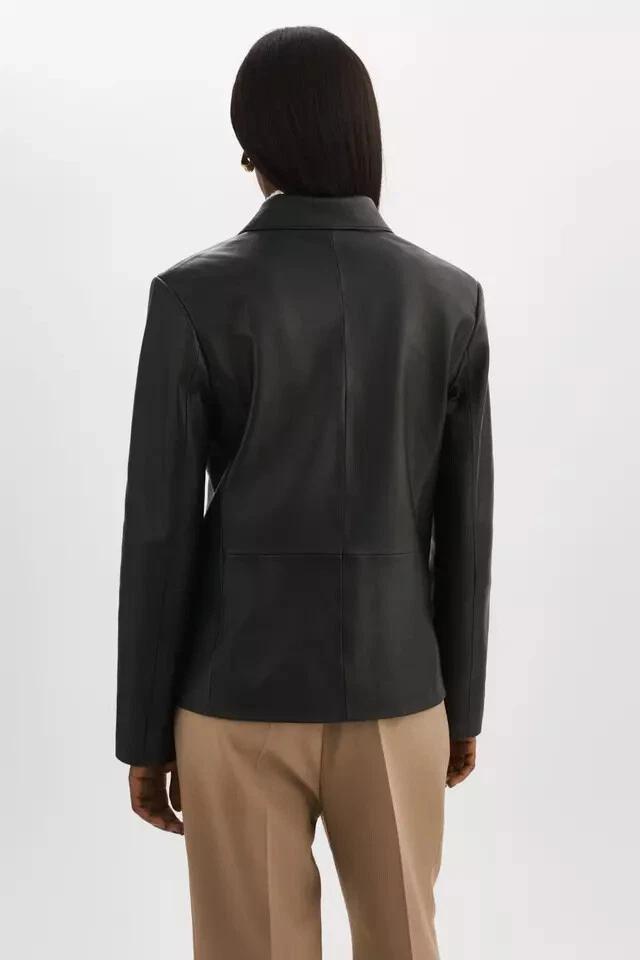 Blazer Stylish Formal Designer Real Lambskin Women Leather Party Handmade Black