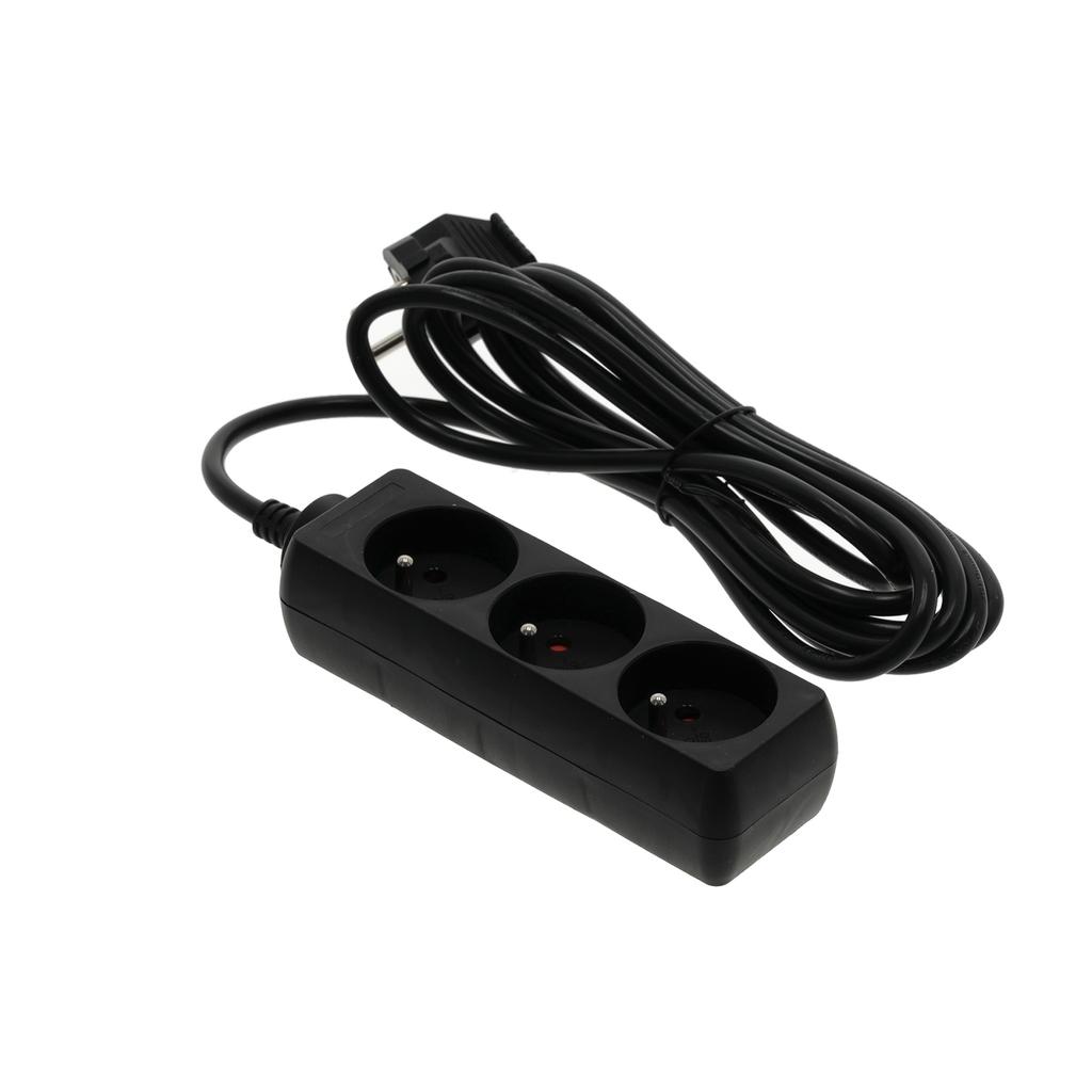 Extension cord, 3 sockets, 3 , with grounding, black