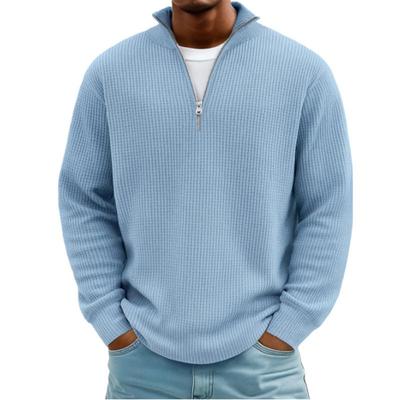 2023 European Ethnic 3D Print Men's Waffle Knit Half-Zip Hoodie