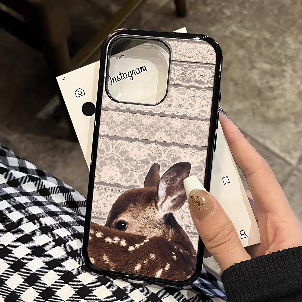 Lace Deer Phone Case For IPhone 17 Air 16 15 13 12 11 14 Pro Max 16 15 14 Plus 17 16 15 14 Plus Case Cover Funda Bumber Coque