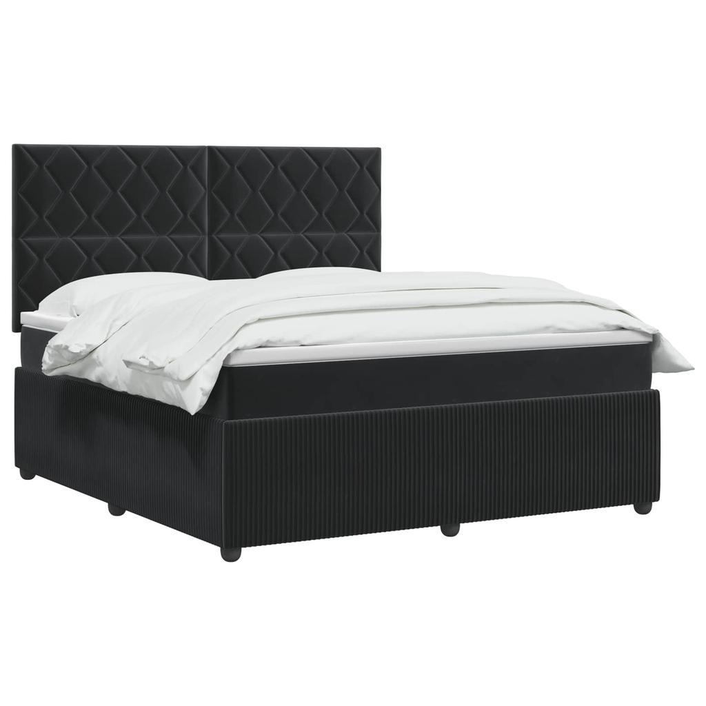 Box Spring Bed with Mattress Black 140 X 190 Cm Velvet