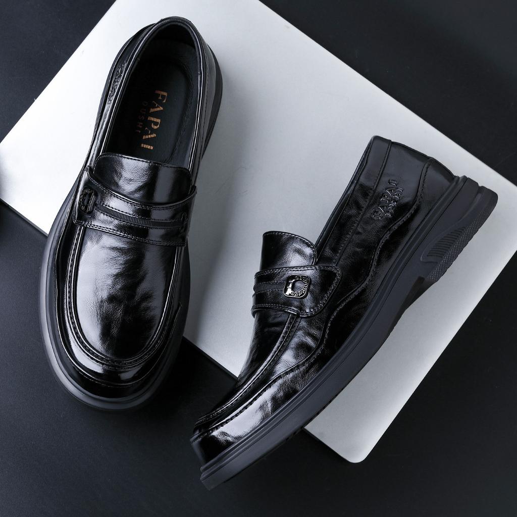 Men's Business Casual Leather Shoes, One-pedal Loafers, First-layer Cowhide Fashion Wedding Foot Shoes Are Trendy and Versatile