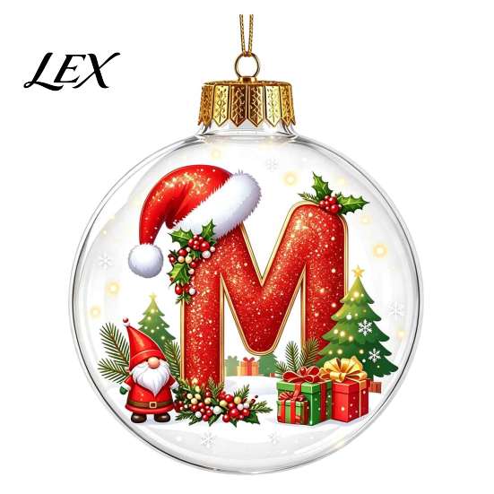 Indoor Outdoor Xmas Hanging Ornaments 26?Letter Acrylic Christmas Ball Ornament, 3D Crystal Style Alphabet Tree Decorations Pendant, Home
