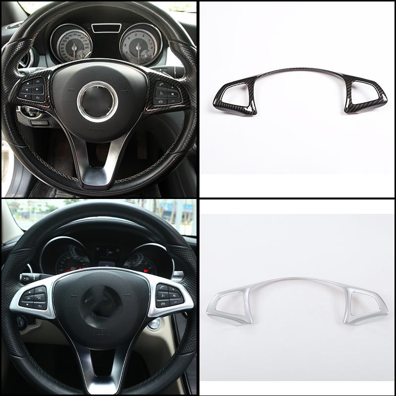 For Mercedes Benz C E GLC CLA Class W205 W213 X253 ABS Silver Car Steering Wheel Trim Cover Sticker Decal Decorative Accessories