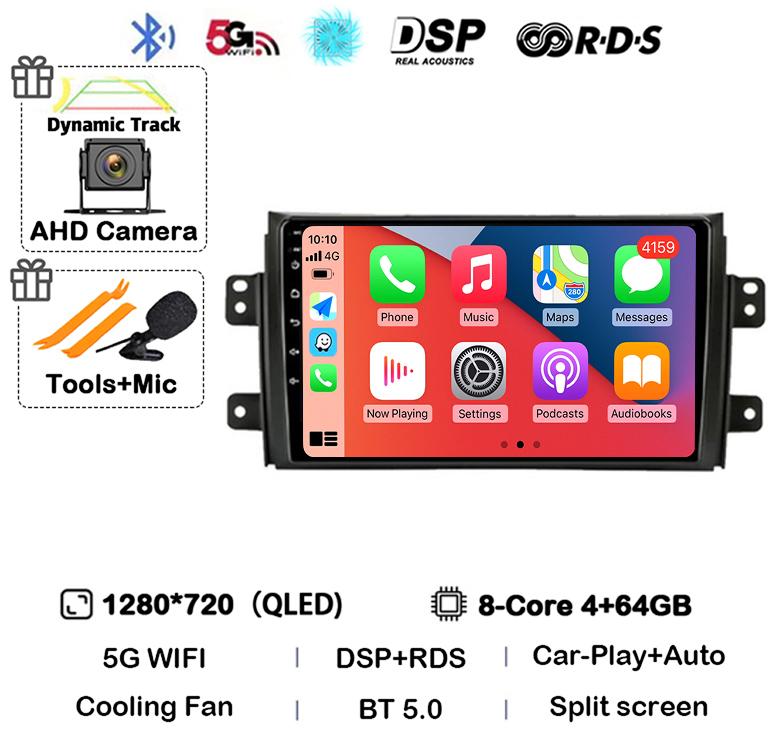 Android 14 Carplay Car Radio Navigation For Suzuki SX4 2006-2014 Fiat Sedici 2005-2014 Multimedia Video Player Audio 2din Stereo