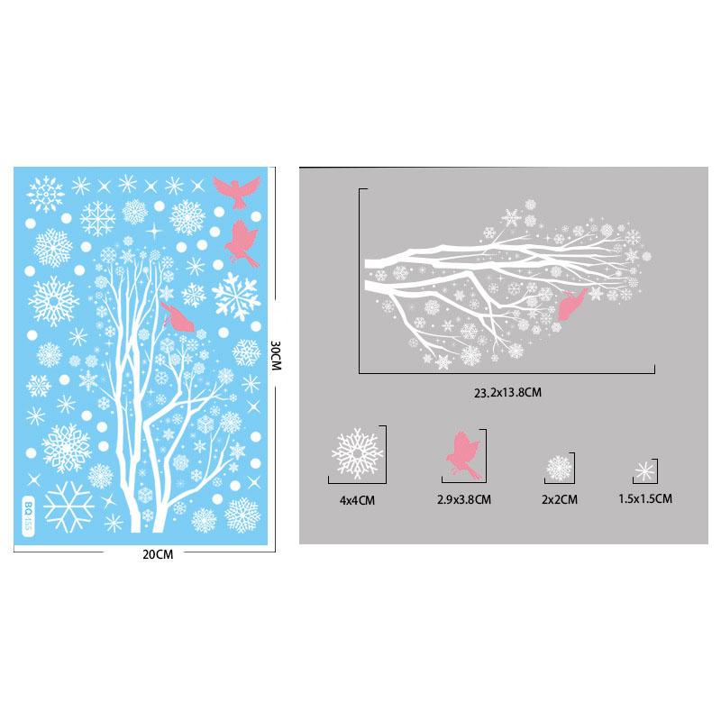 Christmas Winter Snowflake Stickers Santa Claus Xmas Tree Branch Window Glass Sticker Merry Christmas Decor Happy New Year