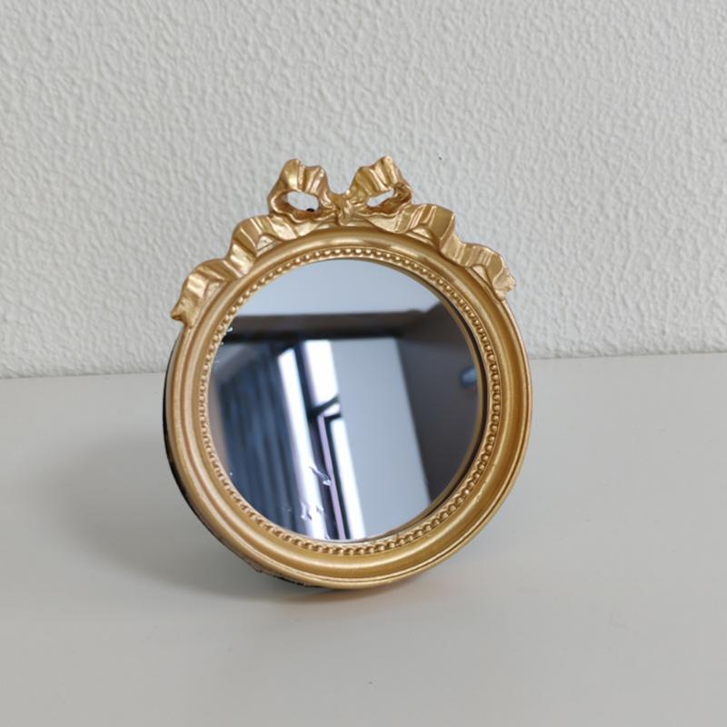 

1PC Elegant Convenient Durable Gift Round Mirror Lightweight Sturdy Dressing Table Retro Decorative Mirror золотий