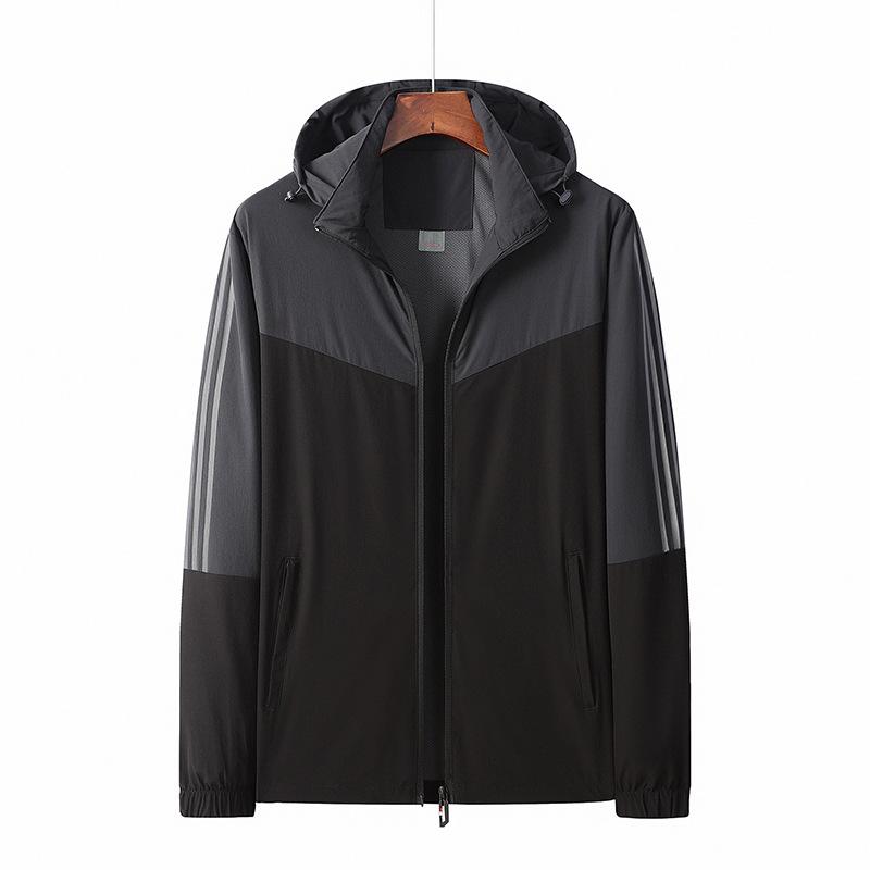 Мужская куртка весна-осень, тонкая повседневная куртка, ветровка, спортивная куртка для мужчин XL чёрный