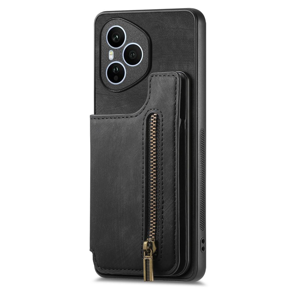Dla Honor 400 Pro 5G (Światowy) Etui z zamkiem błyskawicznym, uchwyt na karty, retro skórzane etui na telefon z TPU