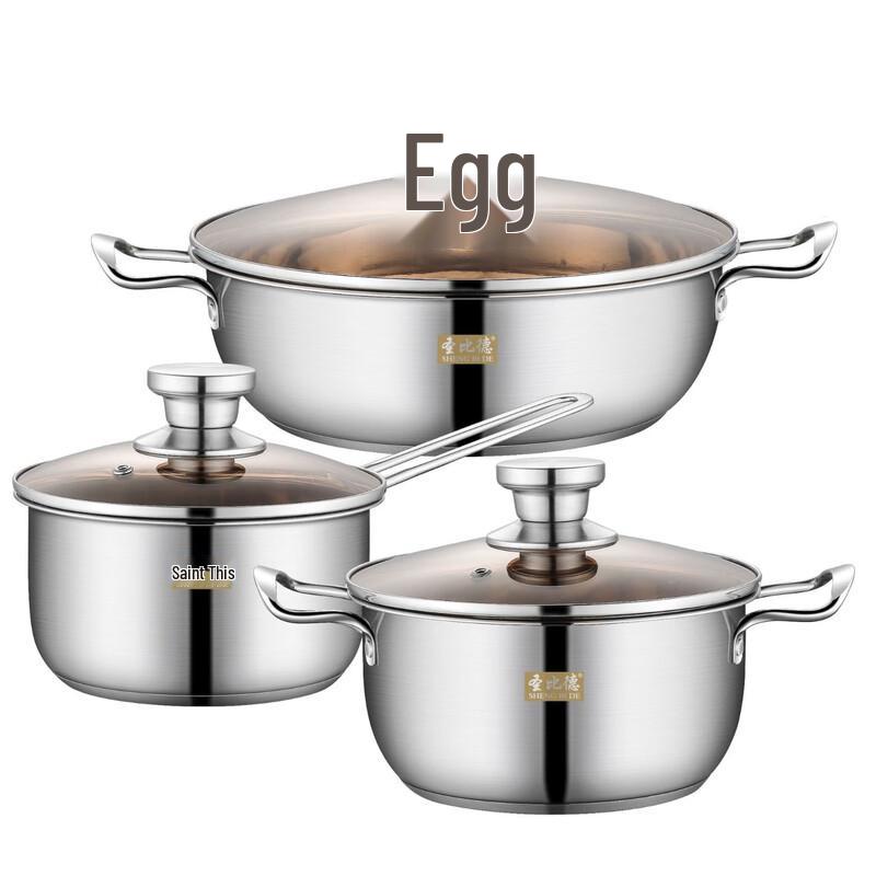 SHENG BI DE Kochgeschirr-Set 3-teilig im koreanischen Stil aus Edelstahl