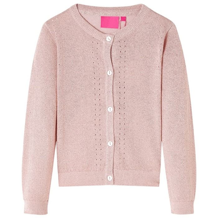 Cardigan enfant - vidaXL - Col V - 100% coton - Manches longues - Rose