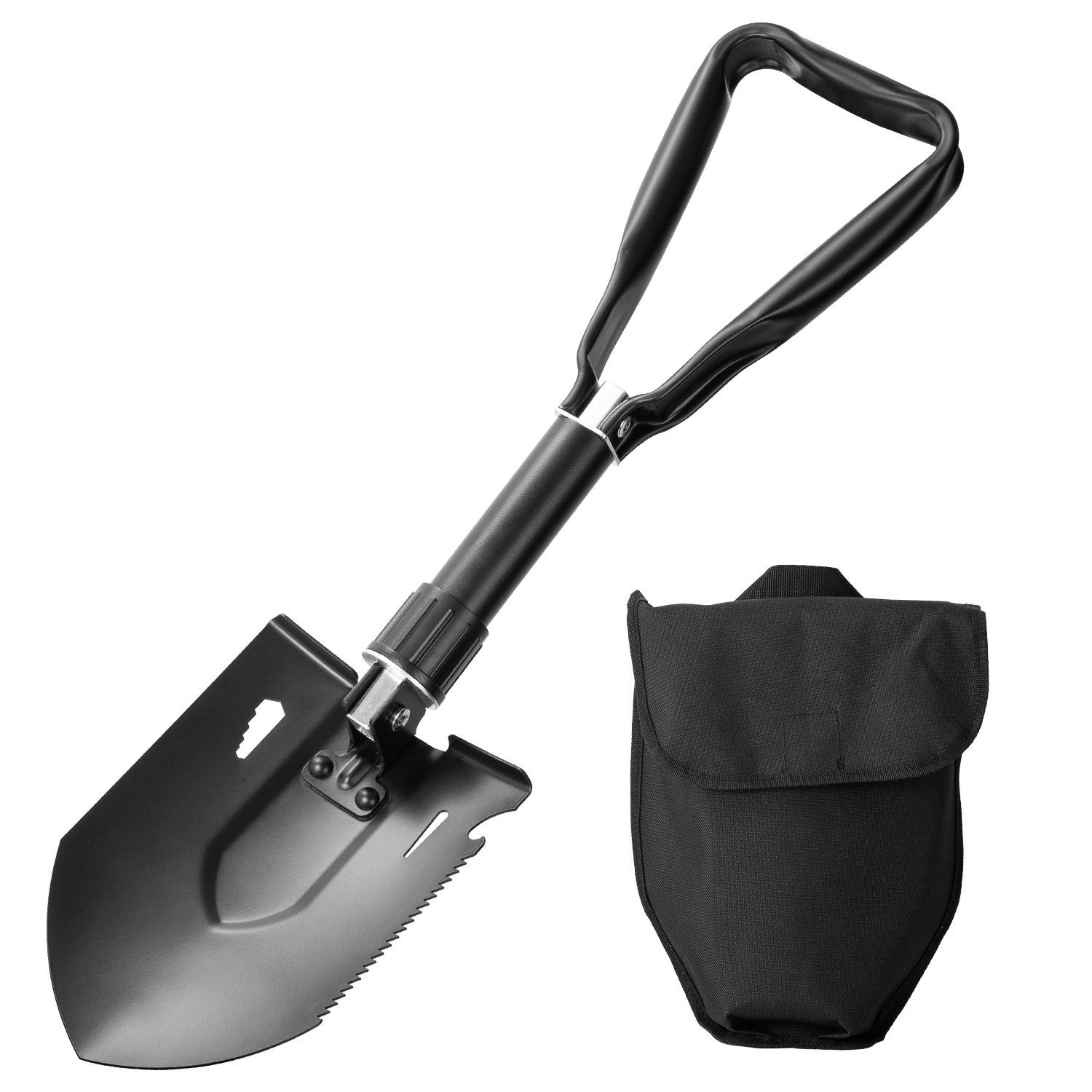 521A Manganese Steel Multi-functional Folding Shovel: Portable Vehicle-Mounted Camping & Fishing Tool чёрный
