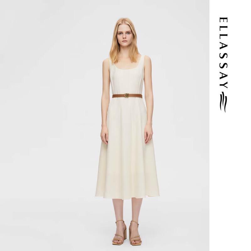 ELLASSAY Elegant A-line Midi Dress with Waist Tie