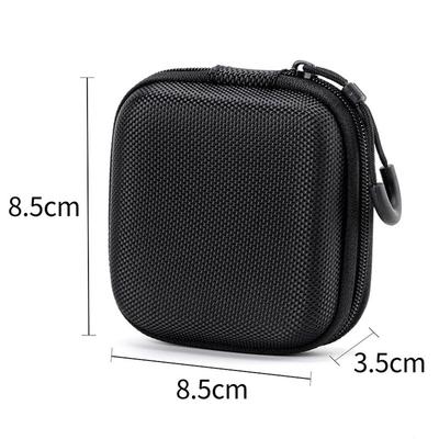 Durable Hard Shell EVA Storage Box Mini Portable Zipper Earphone Case Black Protective Storage Case for Earphone