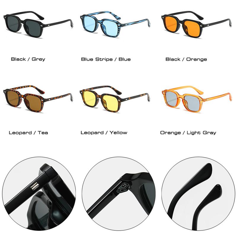 SHAUNA New Square Candy Color Women Sunglasses Retro Rivets Men Trending Orange Sun Glasses Shades UV400