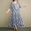 Kurzarm-Übergröße, Vintage-Kleid mit Blumenmuster, neu in Kleidern für Damen, lässig, locker, langes Sommerkleid