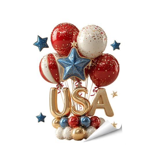 4th of July Window Clings Patriotic American Flag Red Blue White Tree Balloons Stickers Independence Memorial Day Static Decals for Store Glass Decor