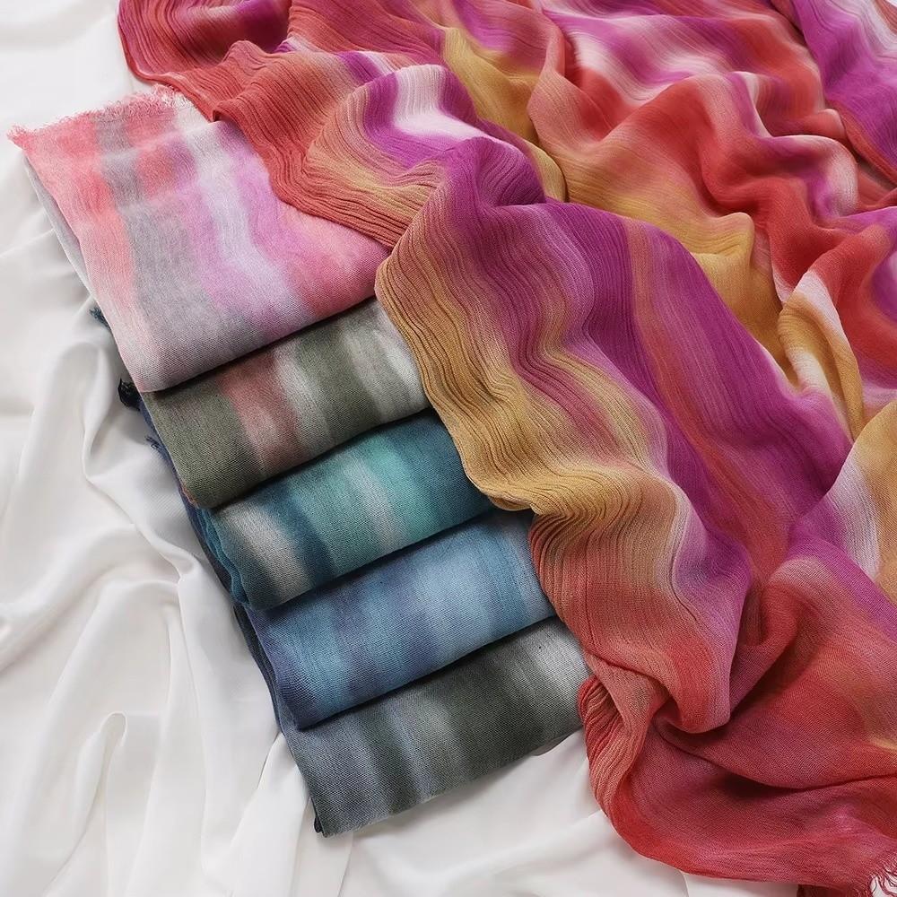 Gradient Tie-Dye Hijab Breathable Cotton Hijab Soft Women Headscarf For Women