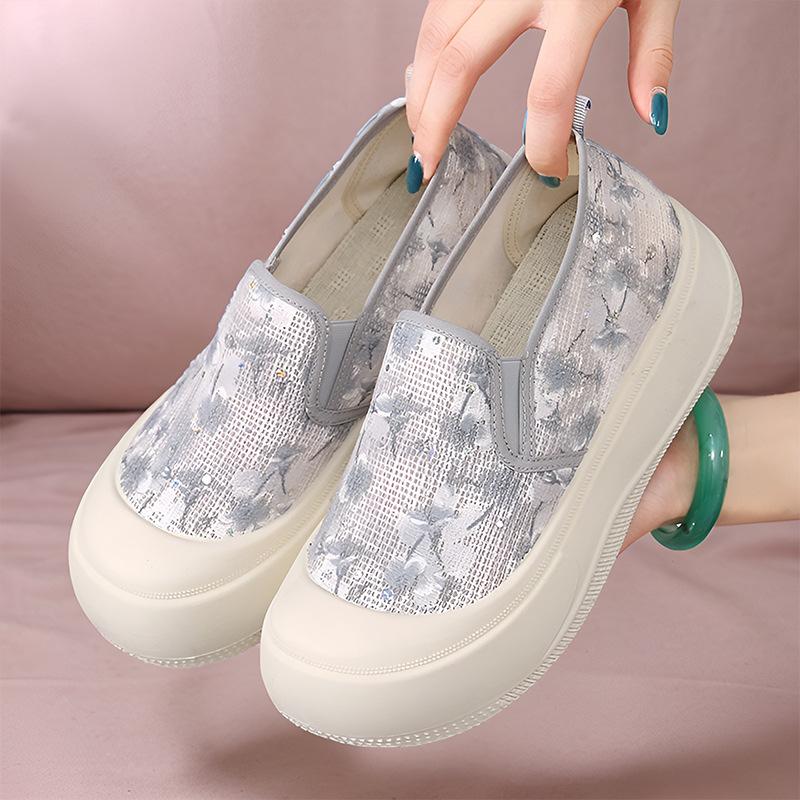 Summer Mesh Lazy One-pedal Cloth Shoes Thick-soled Non-slip Heightening Casual Shoes