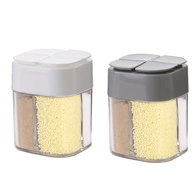 4in1 Camping Seasoning Shaker Transparent 4 Grids Flip Spice Jar with Lid Outdoor BBQ Cooking Salt Pepper Storage Box Home Jars