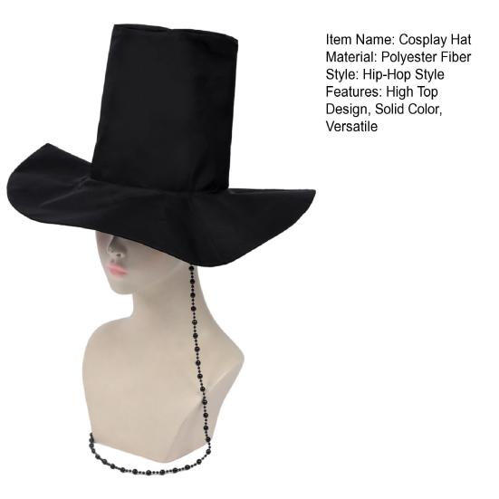 Black Cosplay Hat Women Men Hip-Hop Style Solid Color Cosplay Cap Teens Halloween Props Costume Accessory
