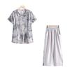 2025 Summer Chinese Style Top & Chiffon Short Sleeve Two-Piece Set for Middle-Aged Women