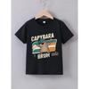 New Capybara Drink Pattern Print Summer Girls Boys Cotton Short Sleeved Fashion Children Tshirt Casual Cartoon Kid Clothes Tees