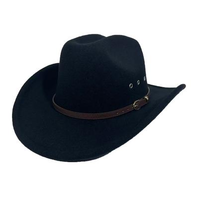 New Western Cowboy Hat Woolen Top Hat Big Eave Hat European And American Ethnic Style Jazz Hat