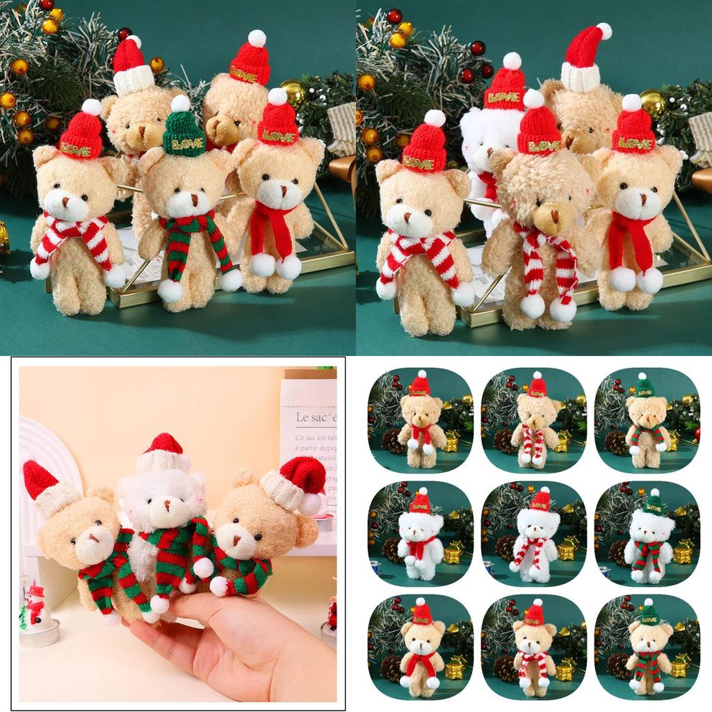 Adorable Plush Christmas Bear Pendant With Colorful Scarves And Hats Perfect For Holiday Decor