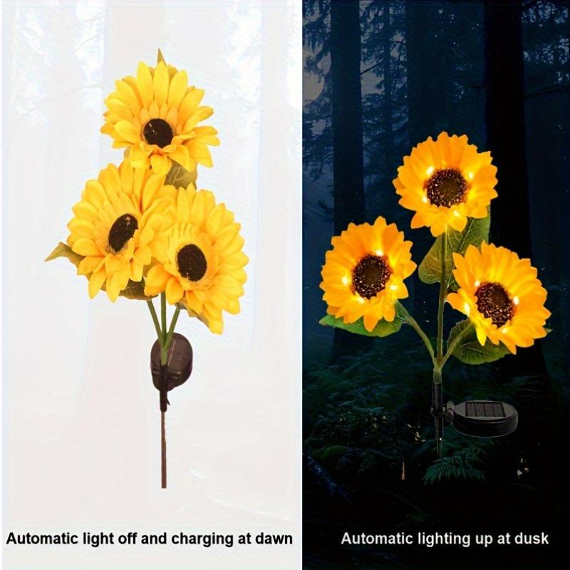 3-Head Solar Sunflower Garden Lamp: Outdoor Lawn Stake Decoration