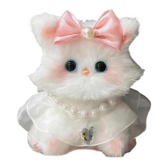DIY Kitten Keychain Kit Fluffy Cat Plush Toy Craft with Step-by-Step Tutorial Soft Materials Pack for Handmade Bag Charm Cute Gift for Kids Adults