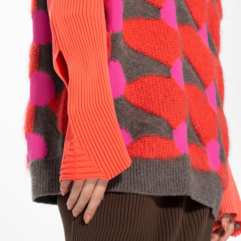 JNBY 2023 Spring Jacquard V-Neck Sleeveless Wool Sweater