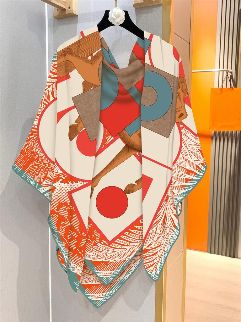 130cm Winter Imitation Silk Cashmere Scarf Women Keep Warm Brand Horse Square Scarf Shawl Luxury Pashmina Fashion Hijab Bandana