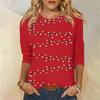 Christmas Limited Edition Women's 3D Red Christmas Tree Printed Round Neck Long Sleeve T-shirt Fashion Casual Long Sleeve Top