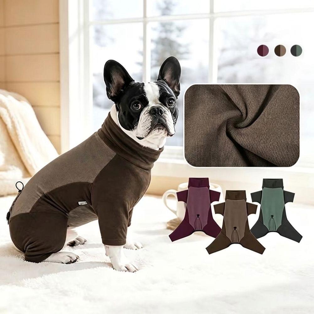 High Stretch Fleece Dog Jumpsuit Windproof Dog Winter Home Outfit Dog Warm Pajamas  Cold Weather