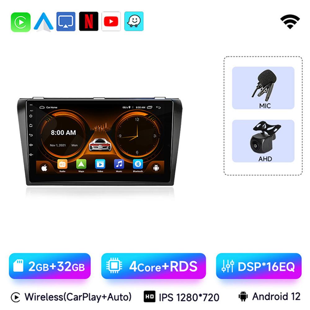 JIUYIN Wireless CarPlay Android 13 Auto 9inch Car Radio for Mazda 3 Bk Maxx Axel 2004-2013 GPS Car Smart Systems Smart Car Radio