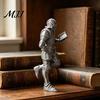 Reading Themed Gift 3D Printed Medieval Knight Book Corner Ornament, Figurine Statue Nook Decor, Creative Bookend for Bookshelf, Lover Literary