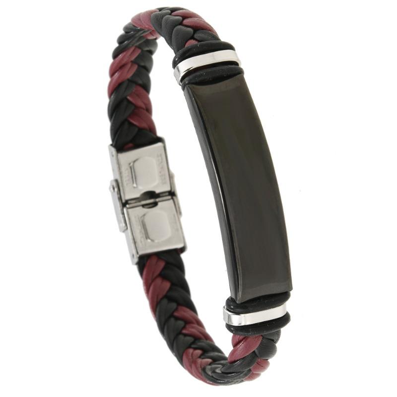 Meier Beautiful jewelry braided stainless steel men bracelet casual glossy leather bracelet bracelet