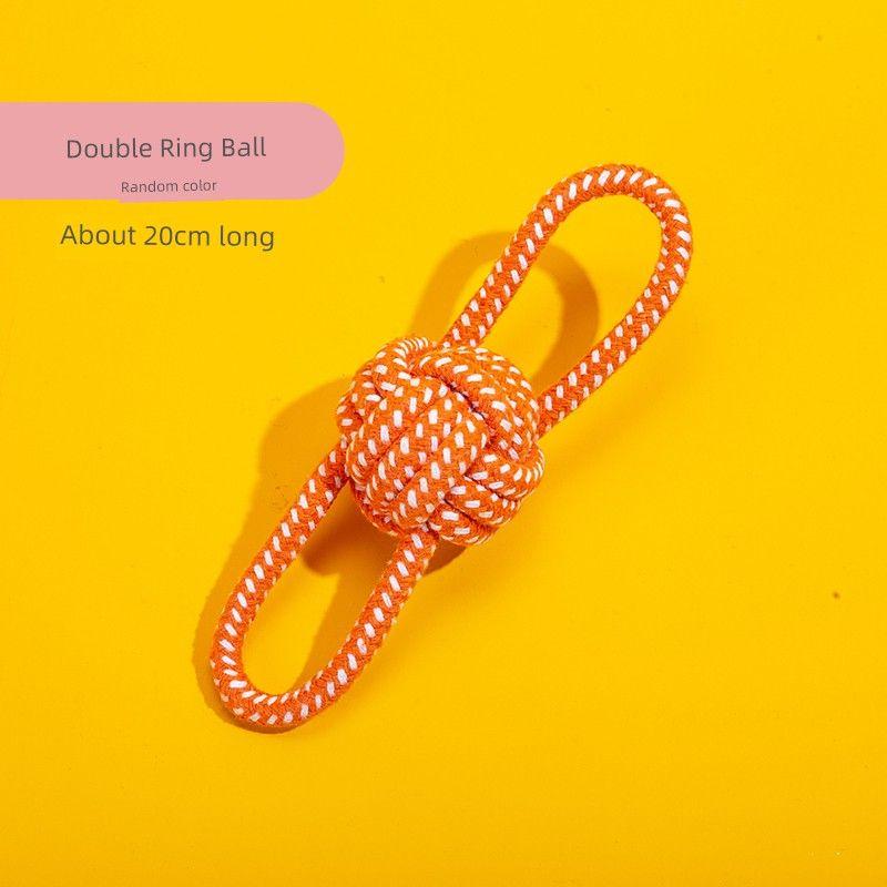 

Dog Toy Dog Bite Rope Bite-Resistant Molar Self-Hi Set Medium Large Dog Labrador Pet Supplies [Double ring ball] dog molars cotton rope
