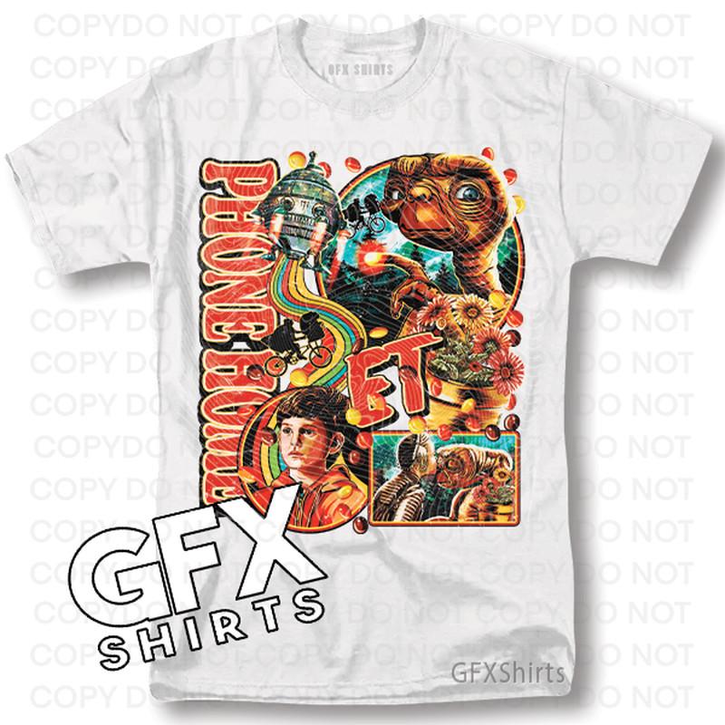 E.T. Shirt Phone Home Classic Alien Movie Poster Vintage Graphic Design T-Shirt