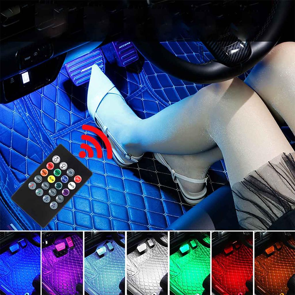 Remote Control 48 LED Atmosphere Lamp LED Strips Car Decorative Lights Foot Ambient RGB Lamp Smart  Interior Light