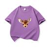 Kids Cotton T Shirt Cute Peeking Deer Print Crew Neck Short Sleeve Tee Casual Breathable Boys Girls Summer Tops