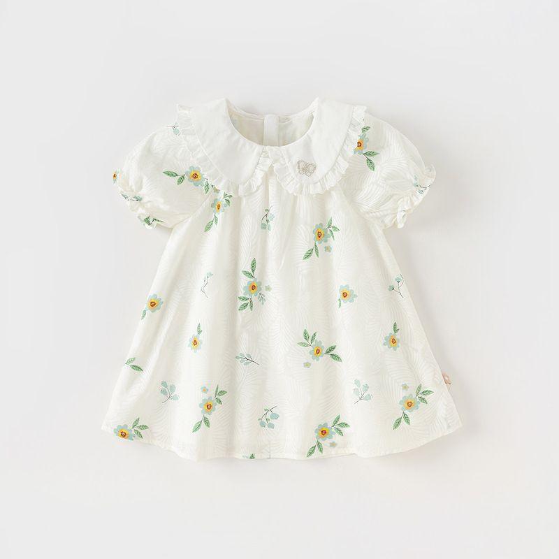 Summer Doll Collar Girl Baby Fashionable Dress Flower Print [Ready in Stock] 120
