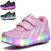 Classic Appeal Led Sneakers For Kids Light Up Roller Skate Shoes And 2 Wheels Unisex